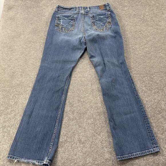 BKE Wendi Stretch Bootcut Medium Wash Denim Jeans Womens 33x31.5 Distressed Y2K - Picture 6 of 11